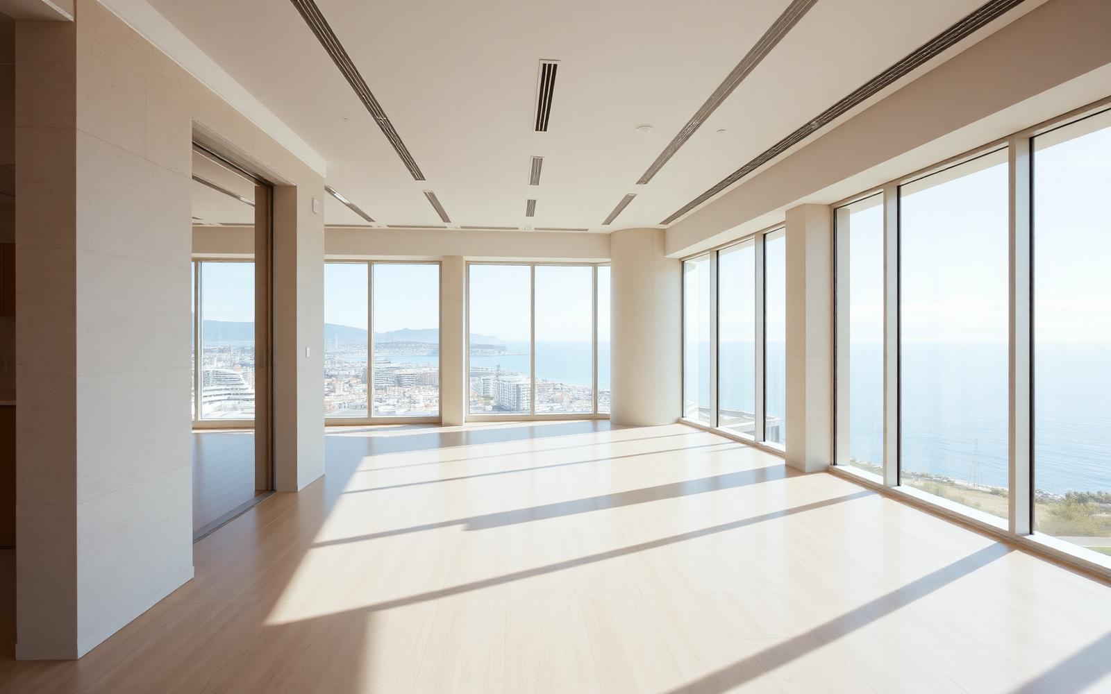 Bright office in Monaco with sea view, prepared for a training session